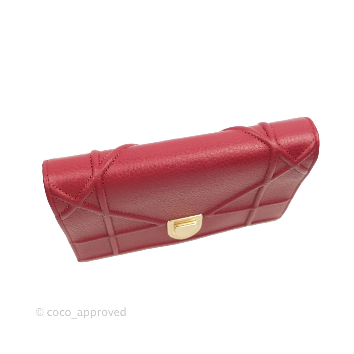 Christian Dior Diorama Wallet on Chain Red Grained Calfskin Gold Hardware