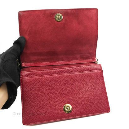 Christian Dior Diorama Wallet on Chain Red Grained Calfskin Gold Hardware