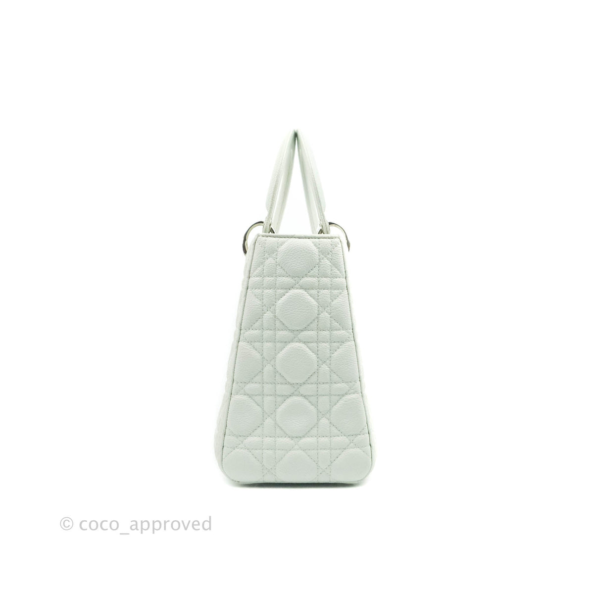 Christian Dior Medium Lady Dior Light Mint Grained Leather Silver Hardware