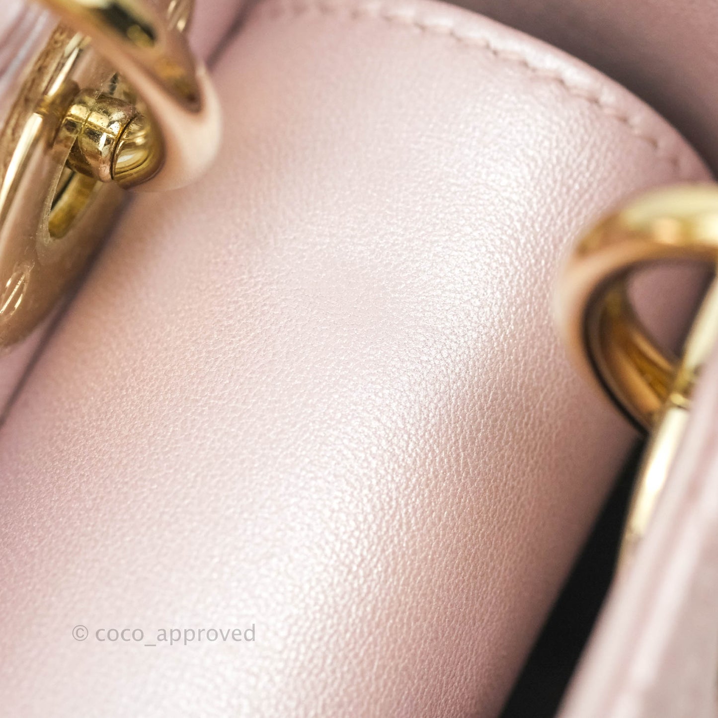 Christian Dior Mini Lady Dior Bag Cannage Lambskin Iridescent Pink Gold Hardware