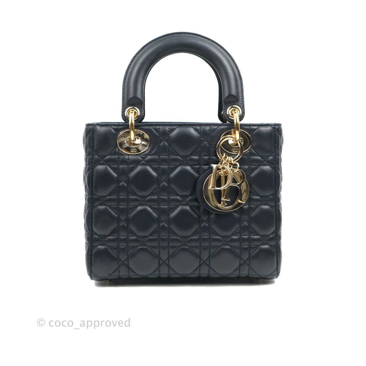 Christian Dior My ABCDior Lady Dior Navy Lambskin Gold Hardware with Twilly