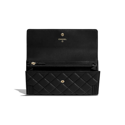 Chanel Quilted Lambskin Boy Long Flap Wallet