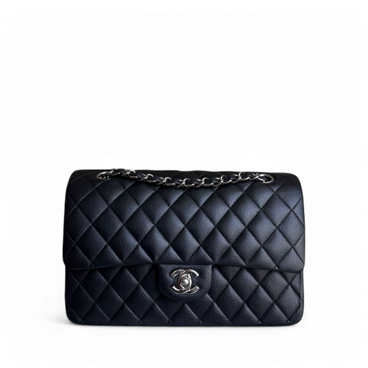 Chanel Classic Flap Medium - Caviar 25CM Quilted Black Silver Hardware Series 14