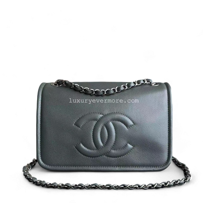 Chanel Caviar Seasonal Jumbo CC Flap 29CM Green Silver Hardware Series 15