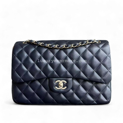 Chanel Classic Flap Jumbo Quilted Lambskin Dark Navy Blue Golden Hardware Series 20