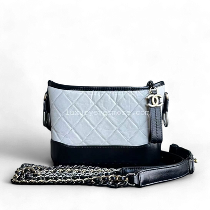 Chanel Gabrielle Small - 20CM Quilted Calfskin White Black Two-Tone Hardware