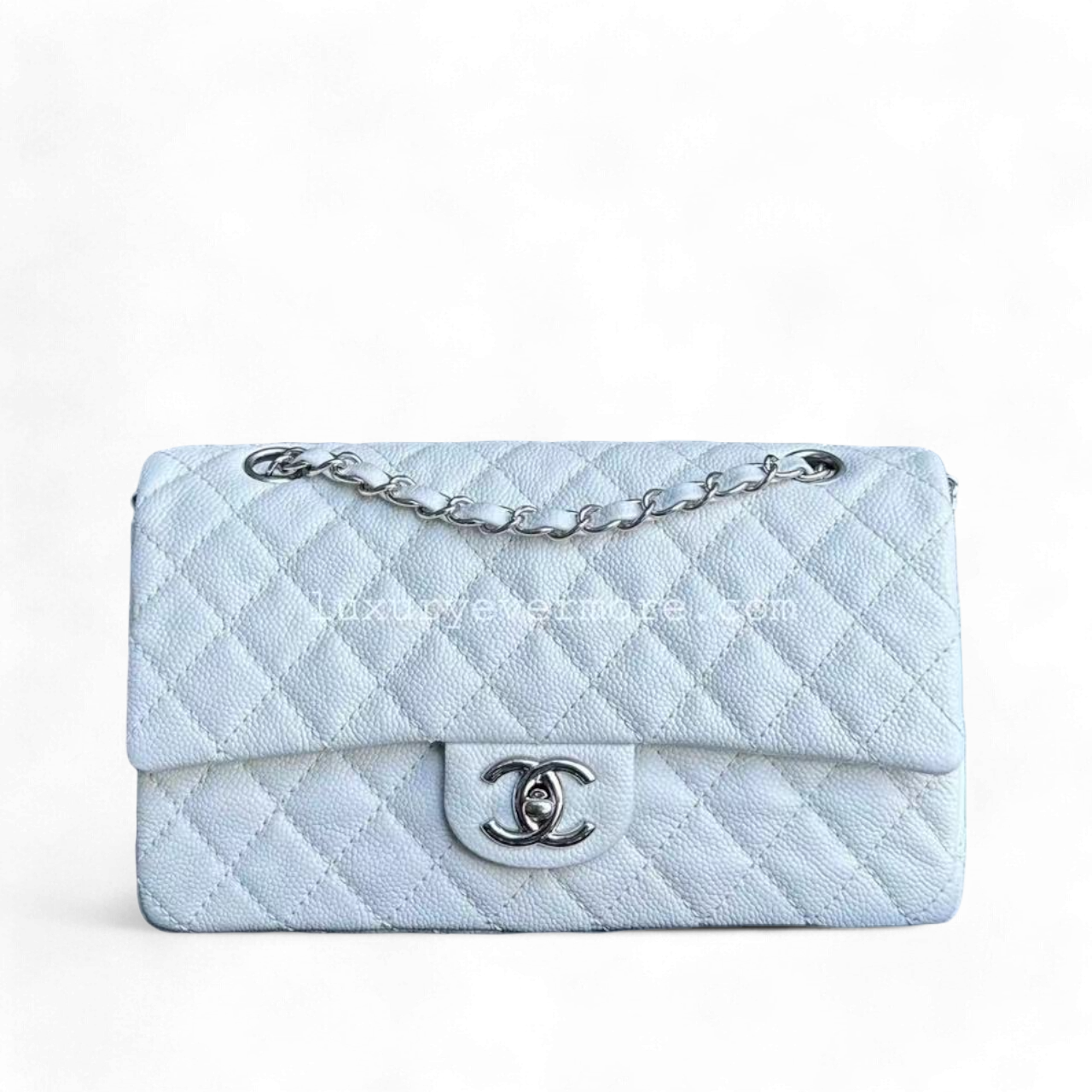 Chanel Classic Flap Medium - Caviar Calfskin White Silver Hardware Series 12