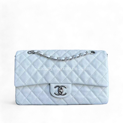 Chanel Classic Flap Medium - Caviar Calfskin White Silver Hardware Series 12
