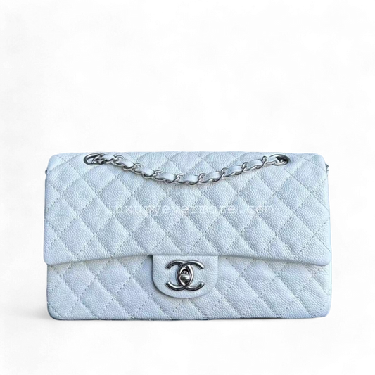 Chanel Classic Flap Medium - Caviar Calfskin White Silver Hardware Series 12