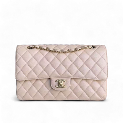 Chanel Classic Flap Medium - Caviar 25CM Quilted Beige Gold Hardware Series 23
