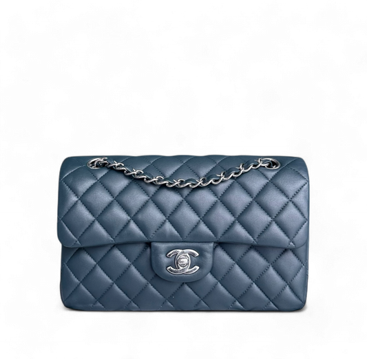 Chanel Classic Flap Small - 23CM Quilted Lambskin Dark Blue Silver Hardware Series 26