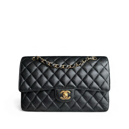 Chanel Classic Flap Medium - Caviar Quilted 25CM Black Gold Hardware Series 20