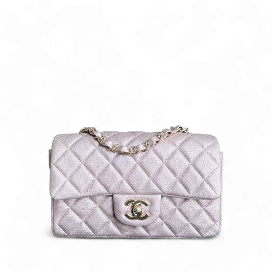 Chanel Classic Flap Mini - 20CM Rectangle Iridescent Lambskin Quilted Pink Gold Hardware Series 20
