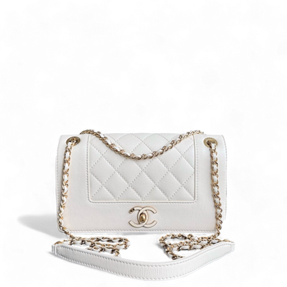 Chanel Mademoiselle Seasonal Flap - Small Quilted Lambskin Medium White Gold Hardware Series 23