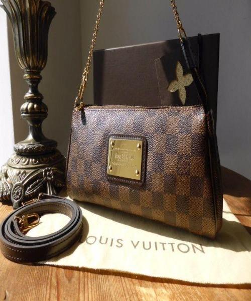 LV Eva Clutch Damier Ebene Canvas