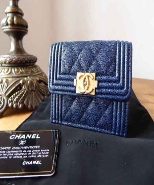 Chanel Boy Small Flap Wallet Blue