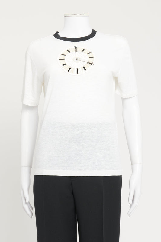 Ivory Clock-Motif Chanel T-Shirt