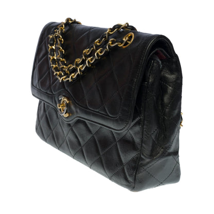 CHANEL Amazing Classic Double flap shoulder bag in black quilted lambskin, GHW