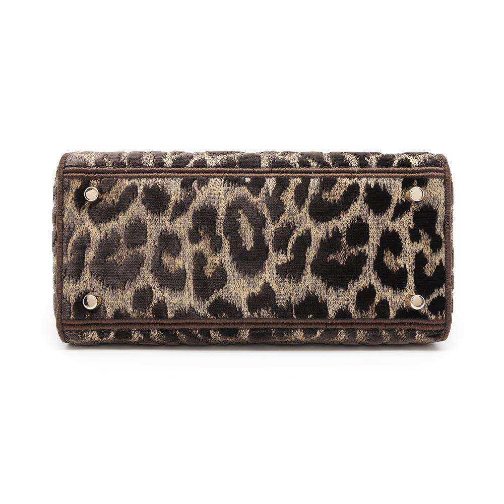 Dior Lady Dee Light Leopard Brown/Red/Yellow Velour Size Medium