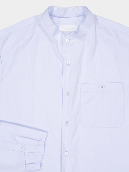 Astro Blue Cotton Mandarin Shirt