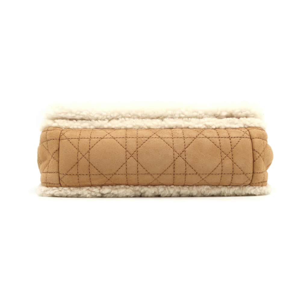 Dior Caro Chain Shoulder Bag Brown/White Mouton suede