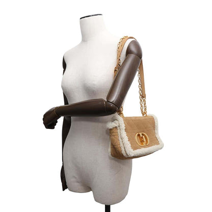 Dior Caro Chain Shoulder Bag Brown/White Mouton suede