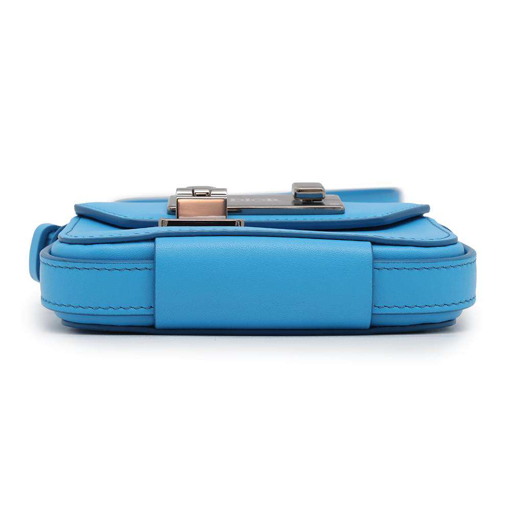 Dior Dior Padlock Nano Pouch Blue Leather