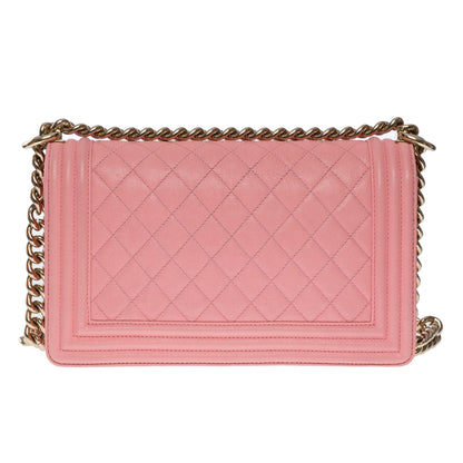 CHANEL Amazing Boy Old medium shoulder bag in Pink caviar quilted leather, SHW