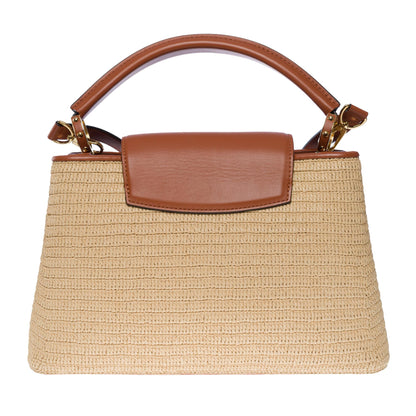 LOUIS VUITTON Limited Edition Capucines MM handbag strap in braided Raffia, GHW