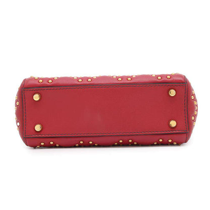 Dior Lady Dior Cannage Studded Sapple Satchel Bag 2017 Red Leather Size Mini