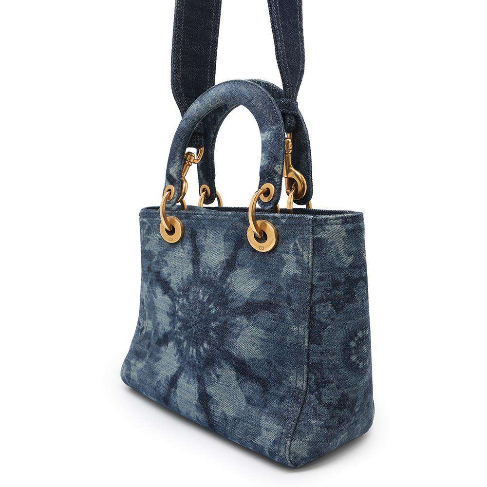 Dior Lady Dior Handbag Kaleidoscope Blue Denim Size Medium