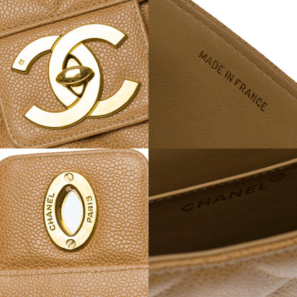 CHANEL Amazing vintage Briefcase in beige caviar leather, GHW