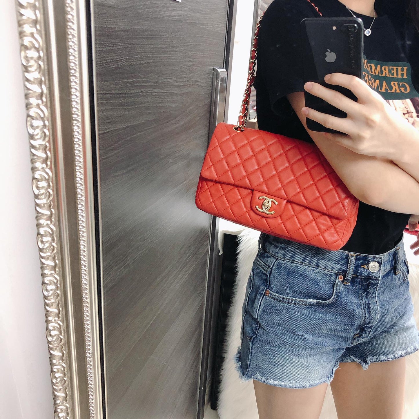 Timeless Classic Leather Double Flap Red Bag