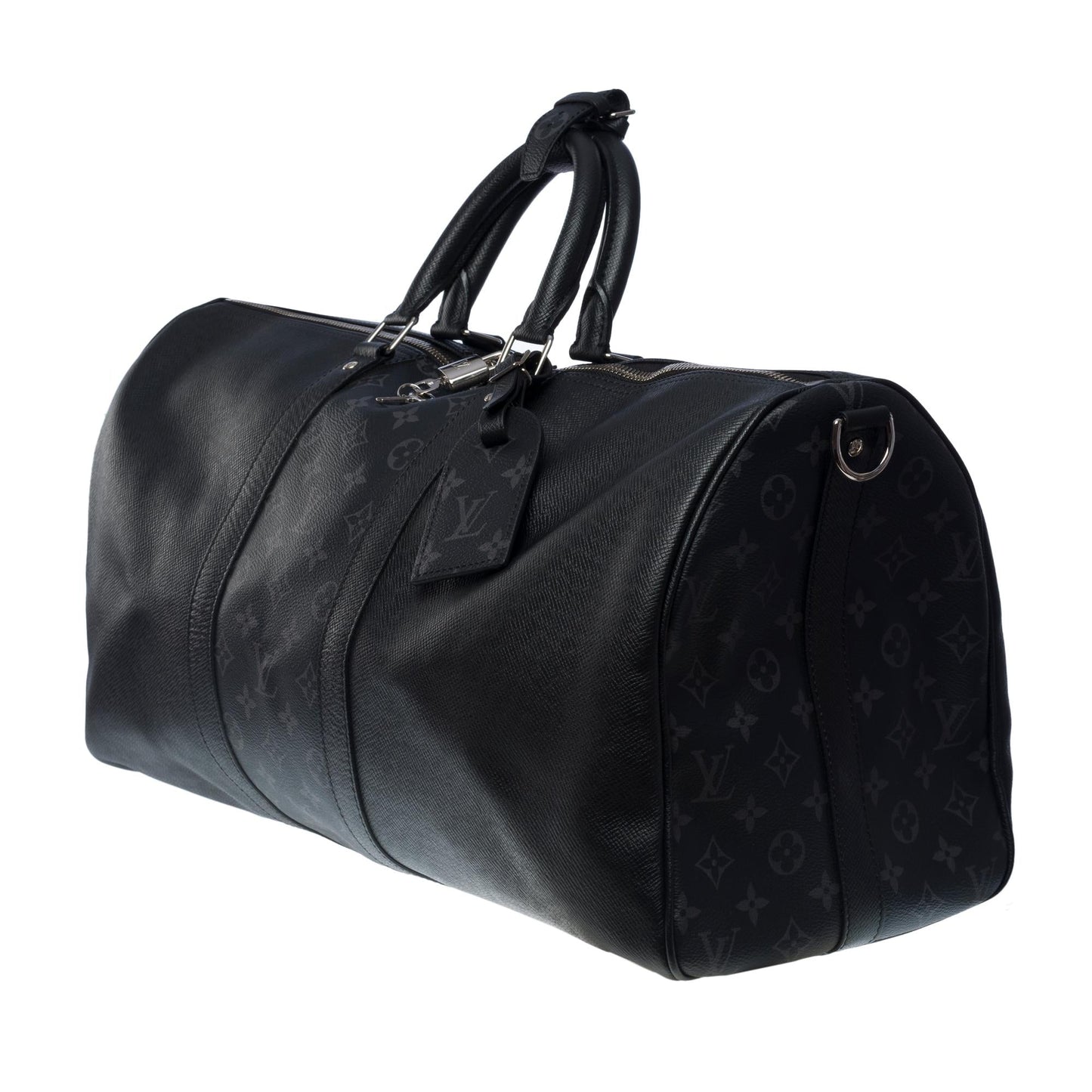 LOUIS VUITTON Keepall 50 Taigarama Travel bag in black canvas and leather , SHW