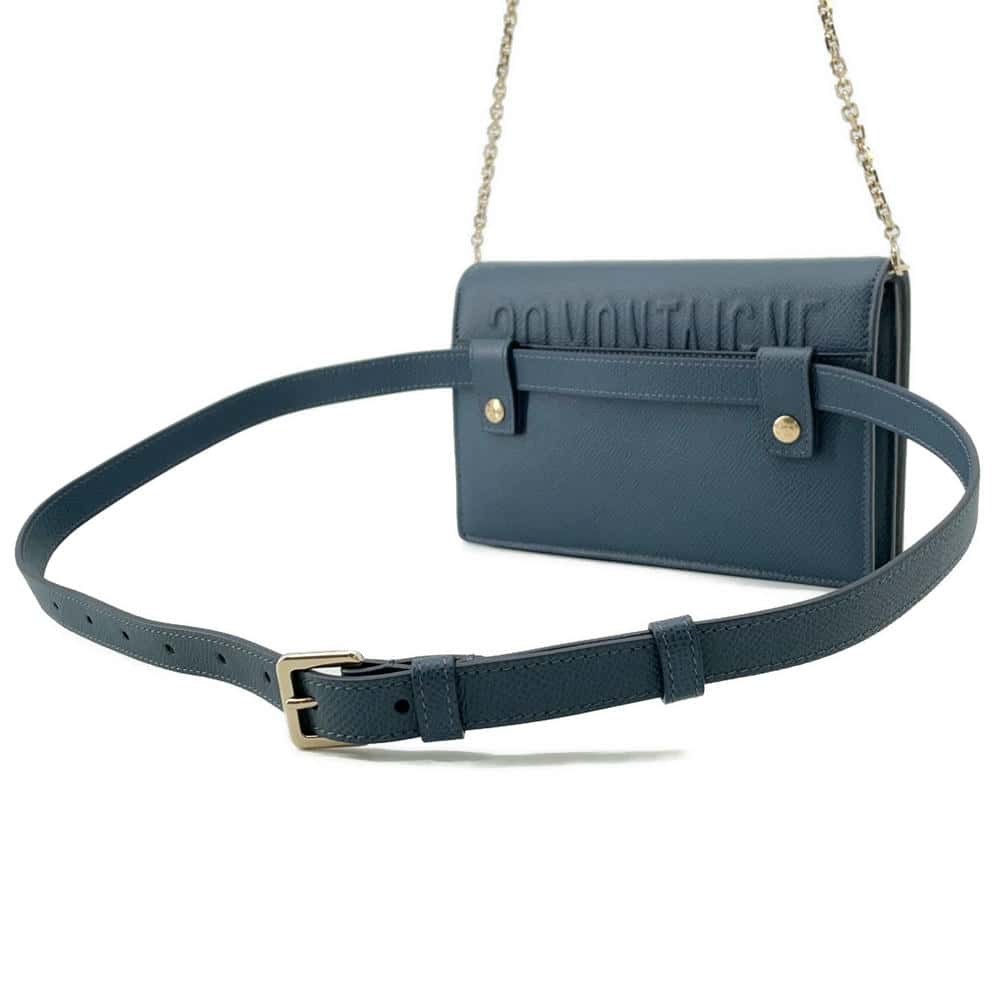 Dior 30Montaigne 2in1 Pouch 2WAYBag Blue Leather Size 30