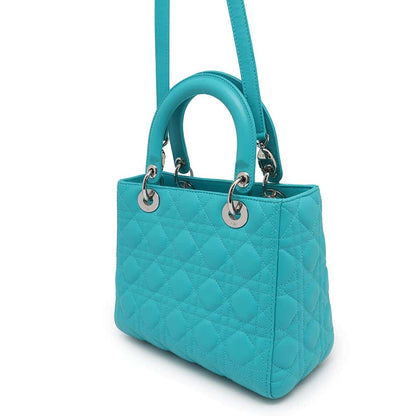 Dior Lady Dior 2WAYHandbag Turquise BlueCAL44551 Lambskin Size Medium