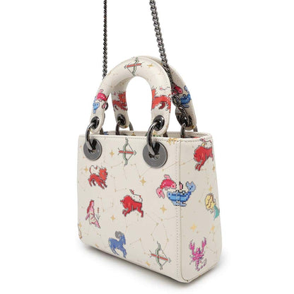 Dior Lady Dior 2WAY Handbag Constellation Ivory/MulticolorS0856BNER Leather Size Mini