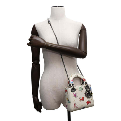 Dior Lady Dior 2WAY Handbag Constellation Ivory/MulticolorS0856BNER Leather Size Mini