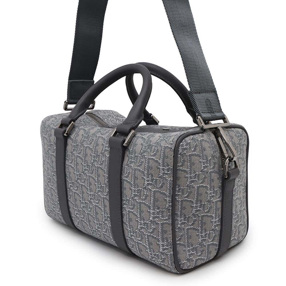 Dior Oblique Rango 2WAY Travel Bag Gray1ADDU114DOS Jacquard Calf Leather Size 26