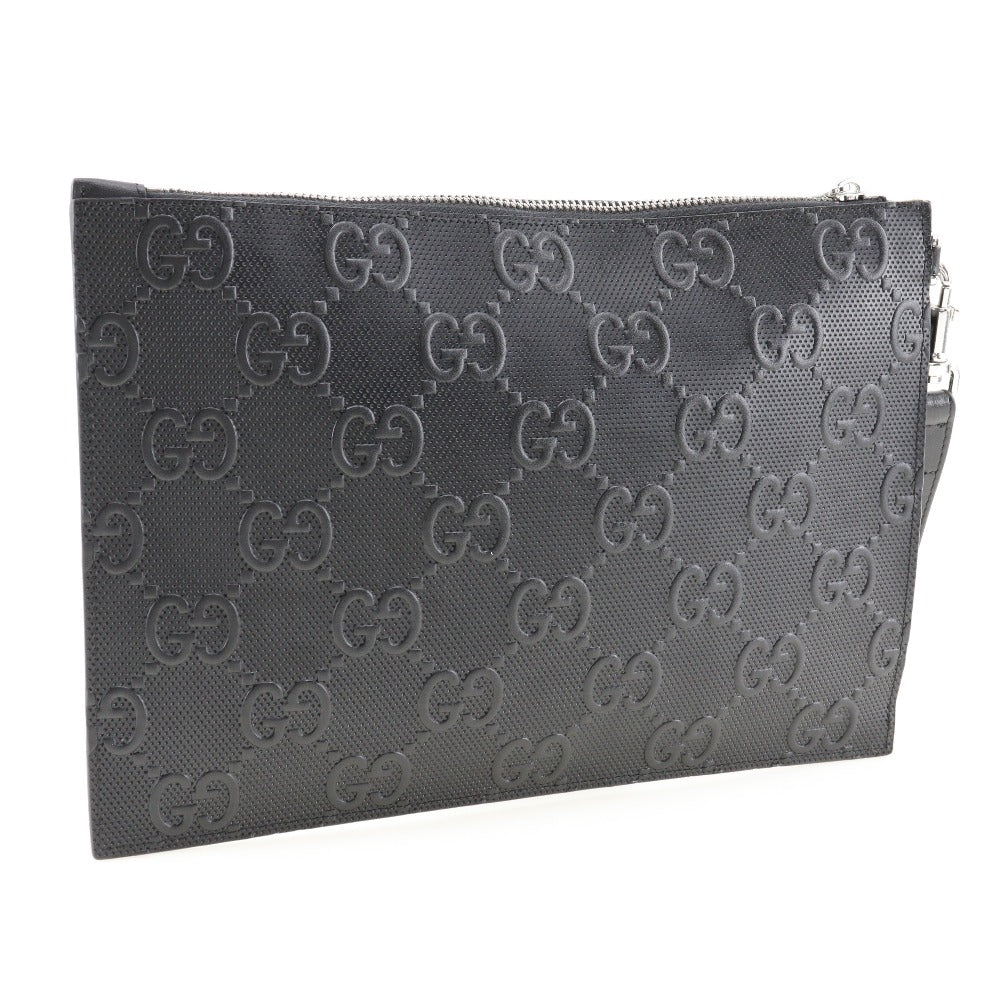 Gucci Gg Embossé Black Leather Clutch Bag