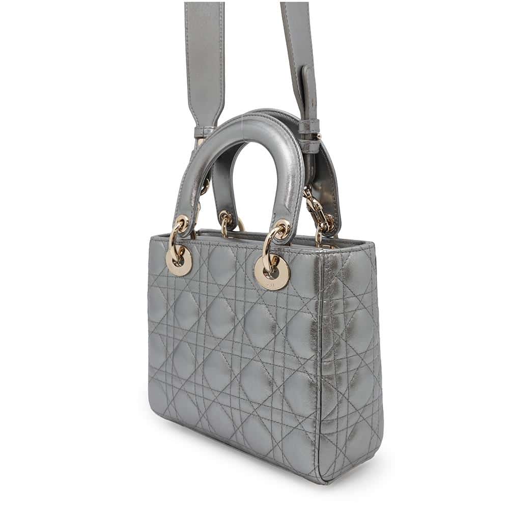 Dior Lady Dior MyABCDior SilverM0538OWEC Leather Size Small