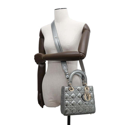 Dior Lady Dior MyABCDior SilverM0538OWEC Leather Size Small