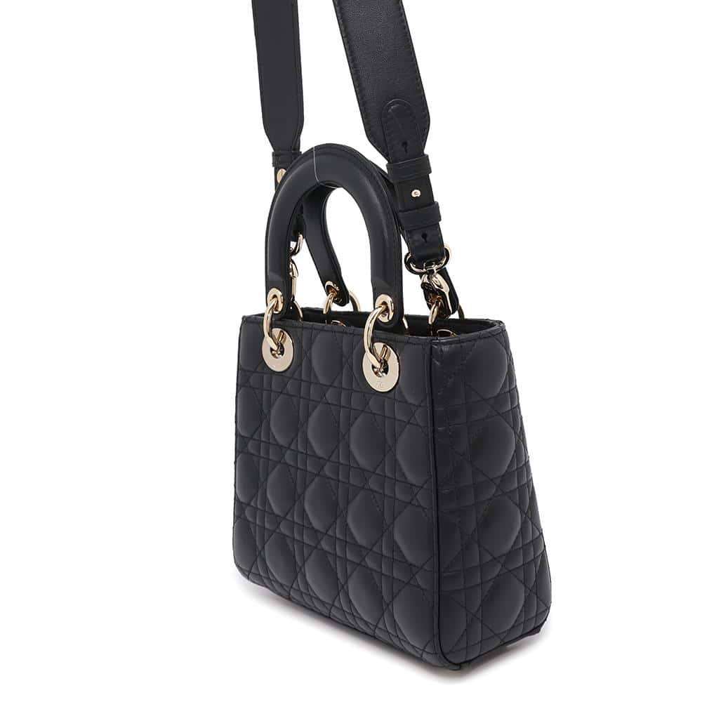 Dior Lady Dior My ABCDior Cannage 2WAY Handbag BlackM0538ONGE_M900 Lambskin Size Small/7.9"