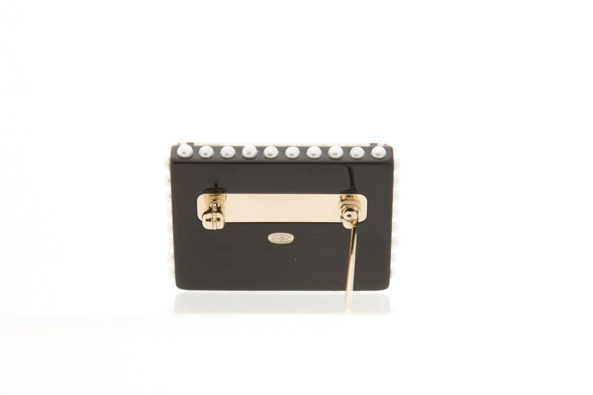 Chanel 2019 "La Pausa" Pink & Black & White Enamel Brooch