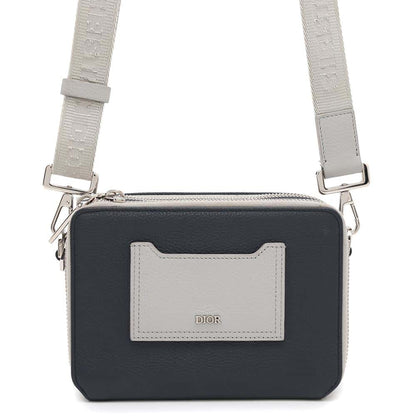Dior Double Zip Pocket Shoulder Bag Navy/Gray2PUBC120GBC Leather