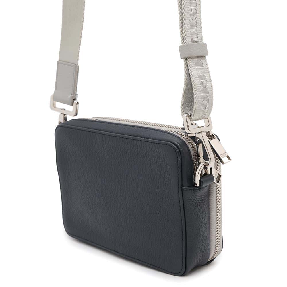 Dior Double Zip Pocket Shoulder Bag Navy/Gray2PUBC120GBC Leather