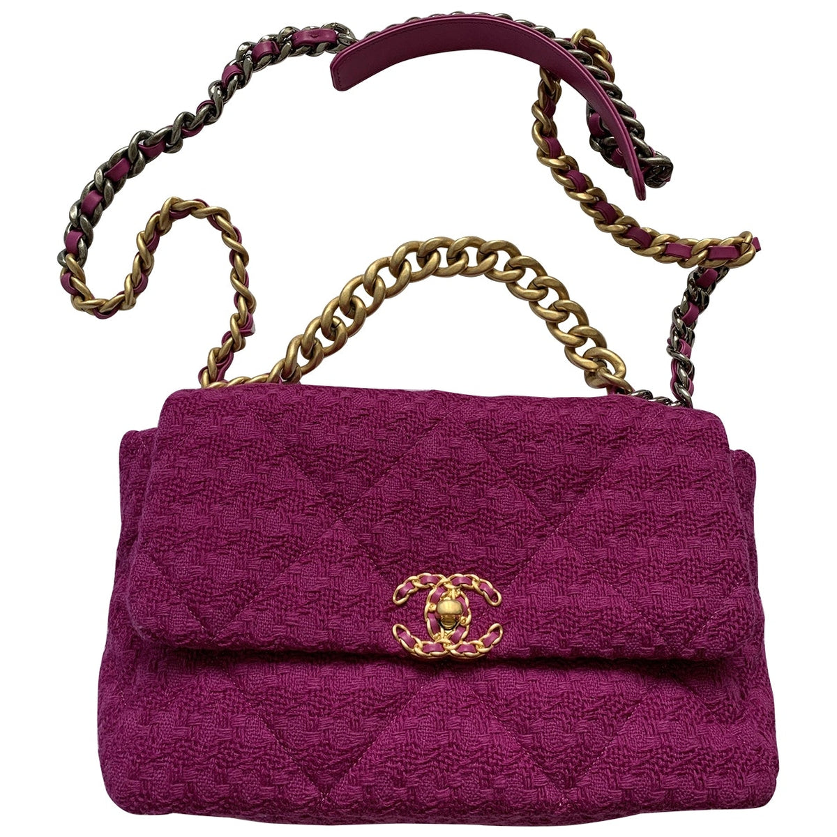 Chanel chanel 19 pink tweed handbag