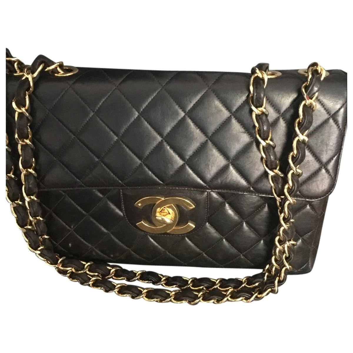 Chanel timeless/classique black leather handbag