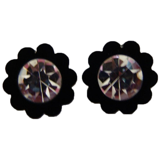 Chanel camélia black plastic earrings