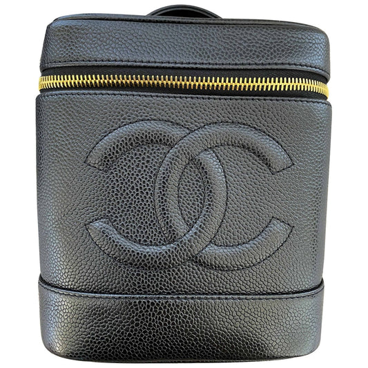 Chanel vanity black leather handbag